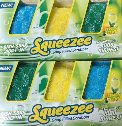 Soap Filled Scrubber Sponge with Lemon Scent, 2*3 Pack